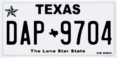 TX license plate DAP9704