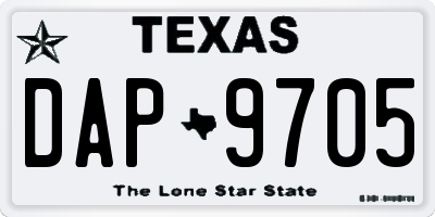 TX license plate DAP9705