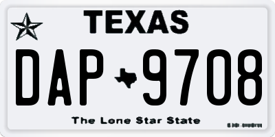 TX license plate DAP9708