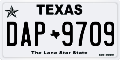 TX license plate DAP9709