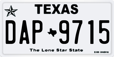 TX license plate DAP9715