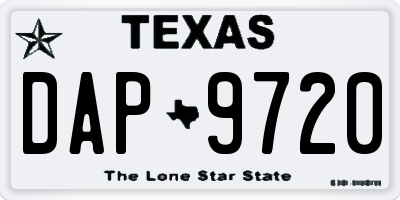 TX license plate DAP9720