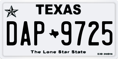 TX license plate DAP9725