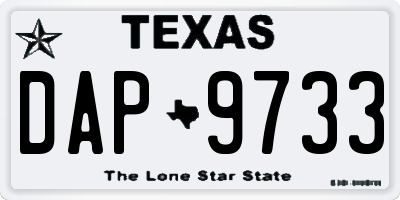 TX license plate DAP9733