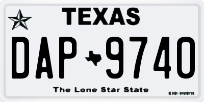TX license plate DAP9740