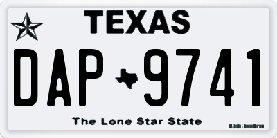 TX license plate DAP9741