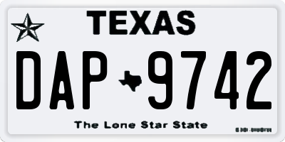 TX license plate DAP9742