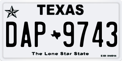 TX license plate DAP9743
