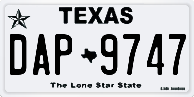 TX license plate DAP9747