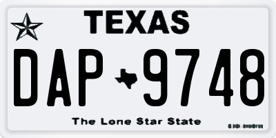 TX license plate DAP9748