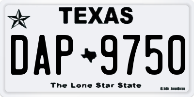 TX license plate DAP9750