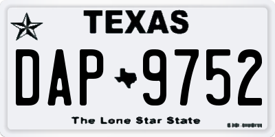 TX license plate DAP9752