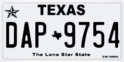 TX license plate DAP9754