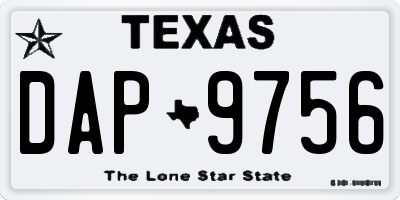 TX license plate DAP9756