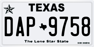 TX license plate DAP9758