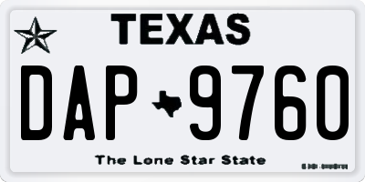 TX license plate DAP9760