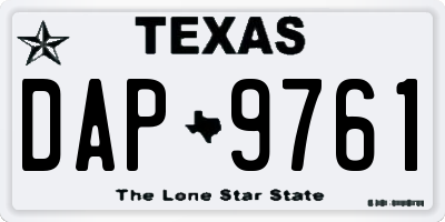 TX license plate DAP9761