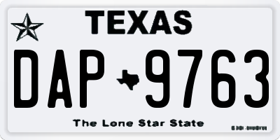 TX license plate DAP9763