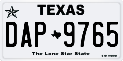 TX license plate DAP9765