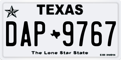 TX license plate DAP9767