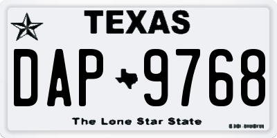 TX license plate DAP9768