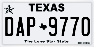 TX license plate DAP9770