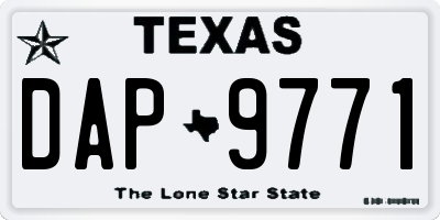 TX license plate DAP9771