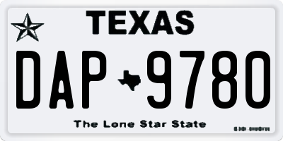 TX license plate DAP9780