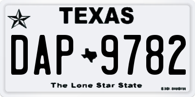TX license plate DAP9782