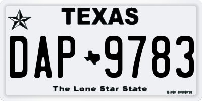TX license plate DAP9783