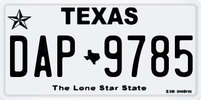 TX license plate DAP9785