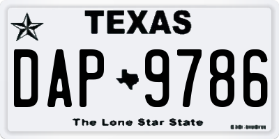TX license plate DAP9786