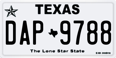 TX license plate DAP9788