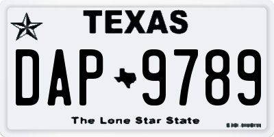 TX license plate DAP9789