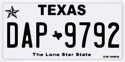 TX license plate DAP9792