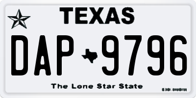 TX license plate DAP9796
