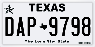 TX license plate DAP9798