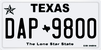 TX license plate DAP9800