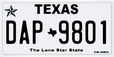 TX license plate DAP9801