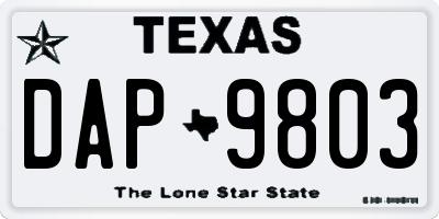 TX license plate DAP9803