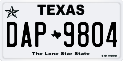 TX license plate DAP9804