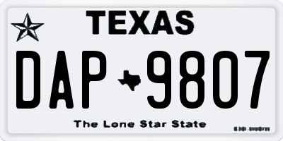 TX license plate DAP9807