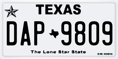 TX license plate DAP9809