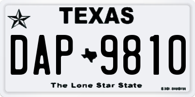 TX license plate DAP9810