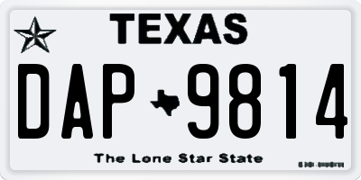 TX license plate DAP9814