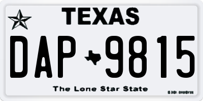 TX license plate DAP9815