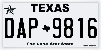 TX license plate DAP9816