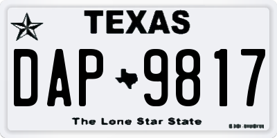 TX license plate DAP9817