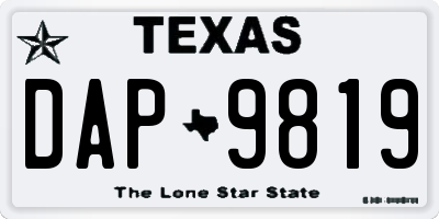 TX license plate DAP9819