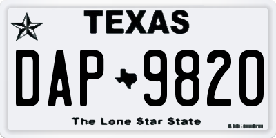 TX license plate DAP9820